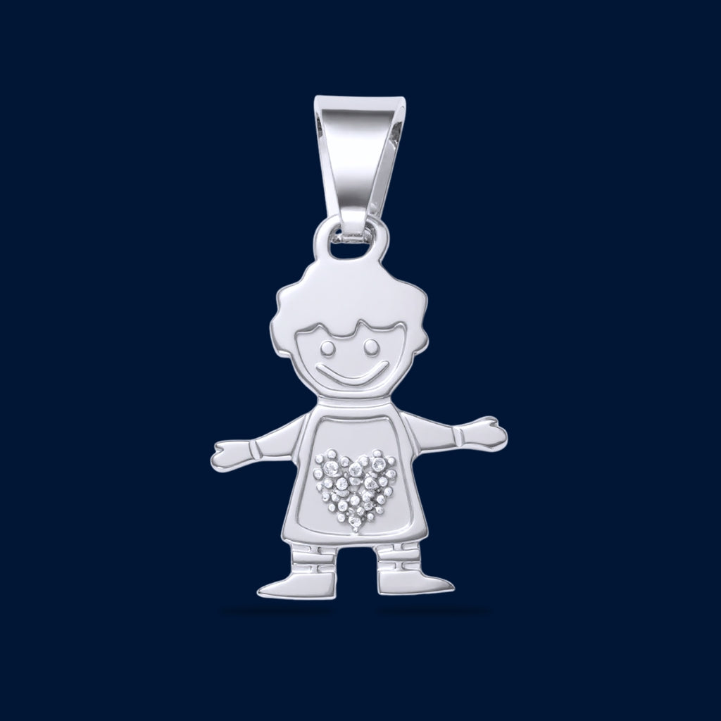 #D416 - Dije Niño Con Zirconia Plata - A09/2.0