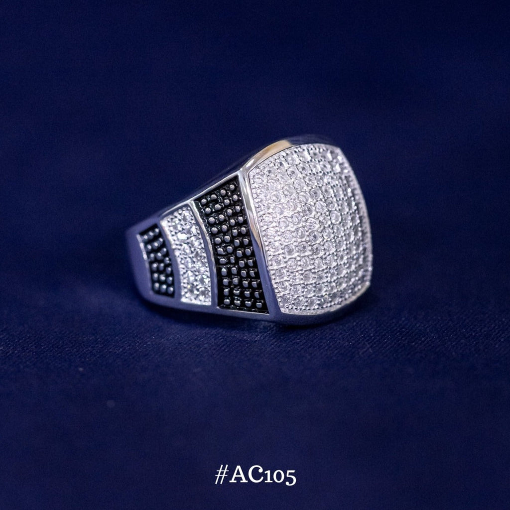 #AC105 -  Anillo De Caballero Con Zirconia Plata- B14/8.0