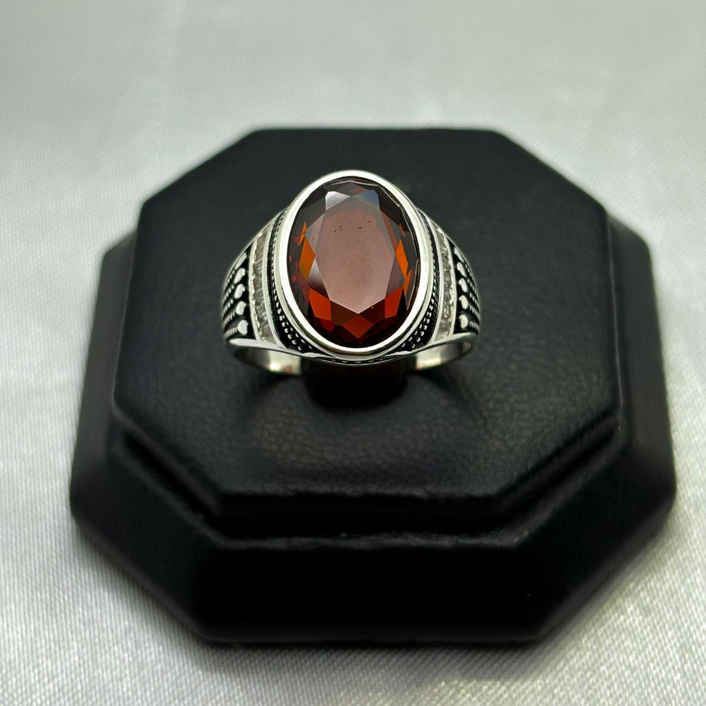 #AC124 - Anillo Caballero Con Piedra Zirconia Plata - IC5.6