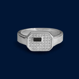 #AC127 - Anillo De Plata Caballero Con Piedra Zirconia Plata - IC5.3