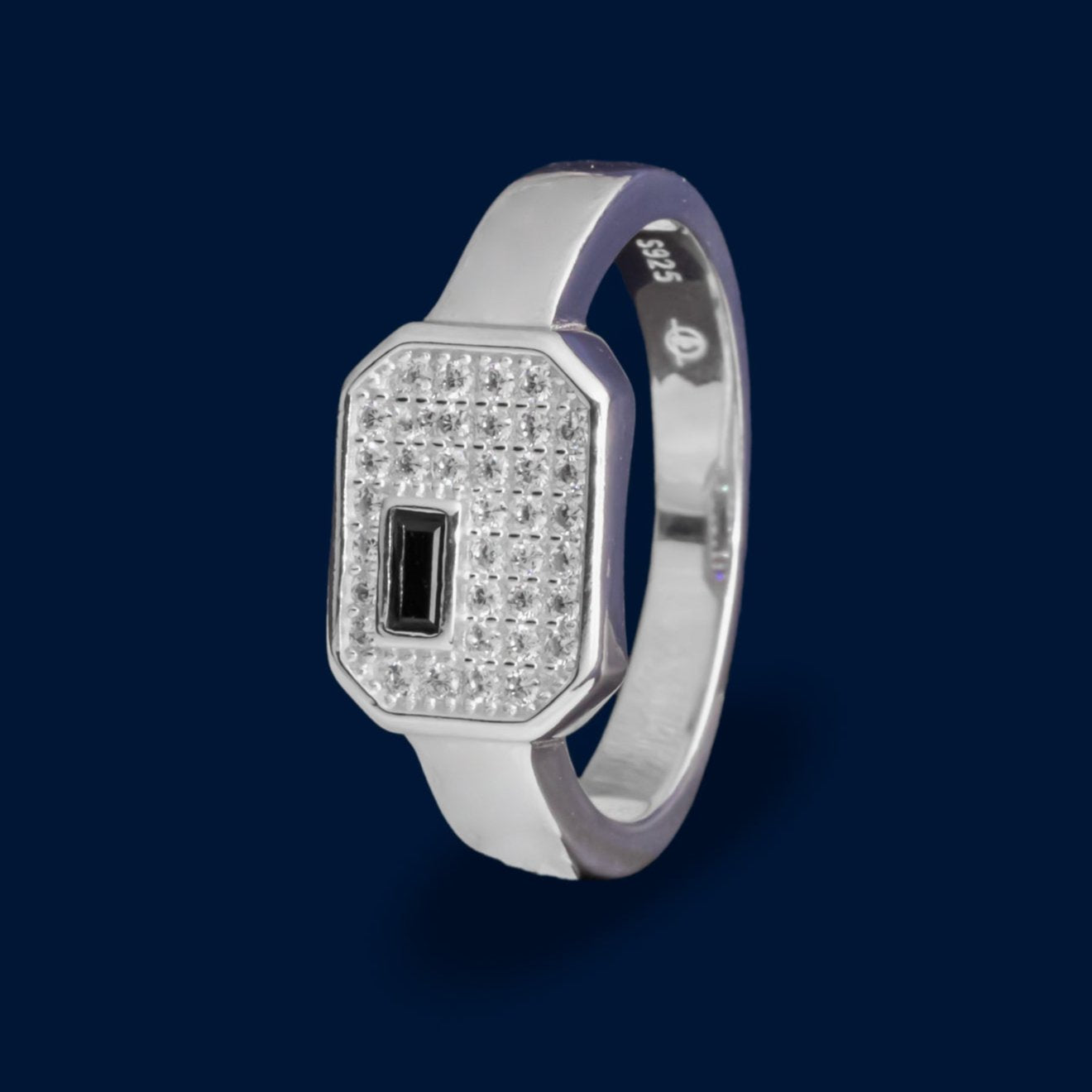 #AC127 - Anillo De Plata Caballero Con Piedra Zirconia Plata - IC5.3
