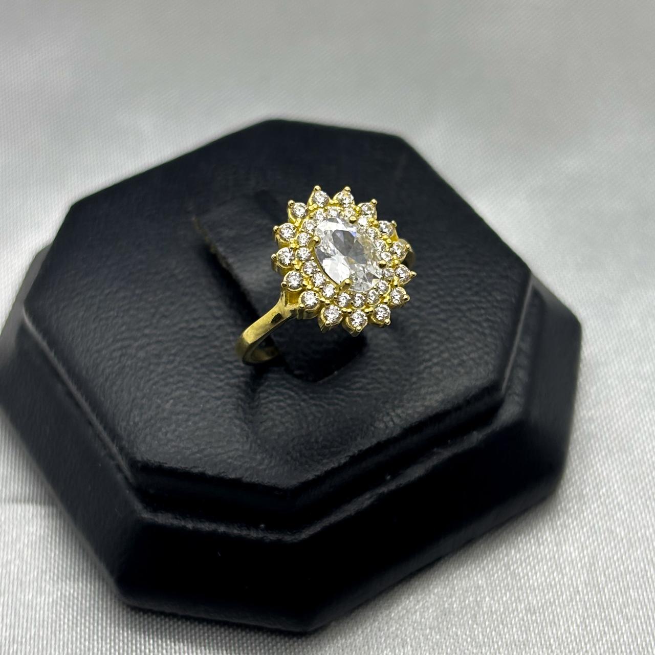 #AD10123 - Anillo Flor Piedra Zirconia Oro 10K - I01/2.4