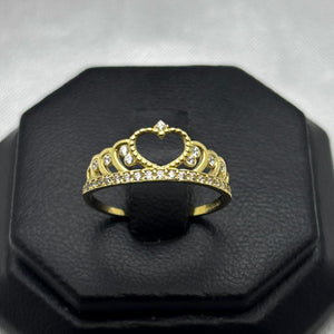 #AD10139 - Anillo Corona Corazón Piedra Zirconia Oro 10K - K01/1.5