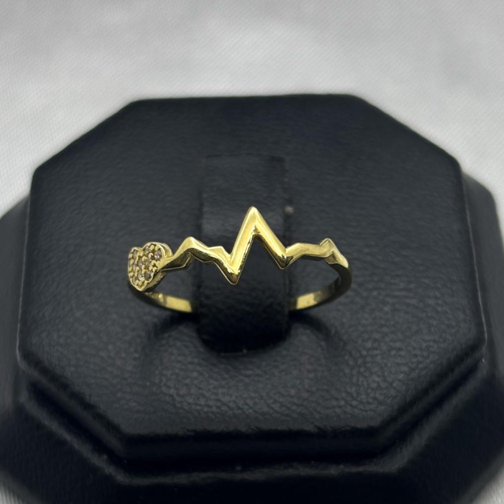#AD10140 - Anillo Signos Vitales/Latido De Corazón Piedra Zirconia Oro 10K - K01/1.3
