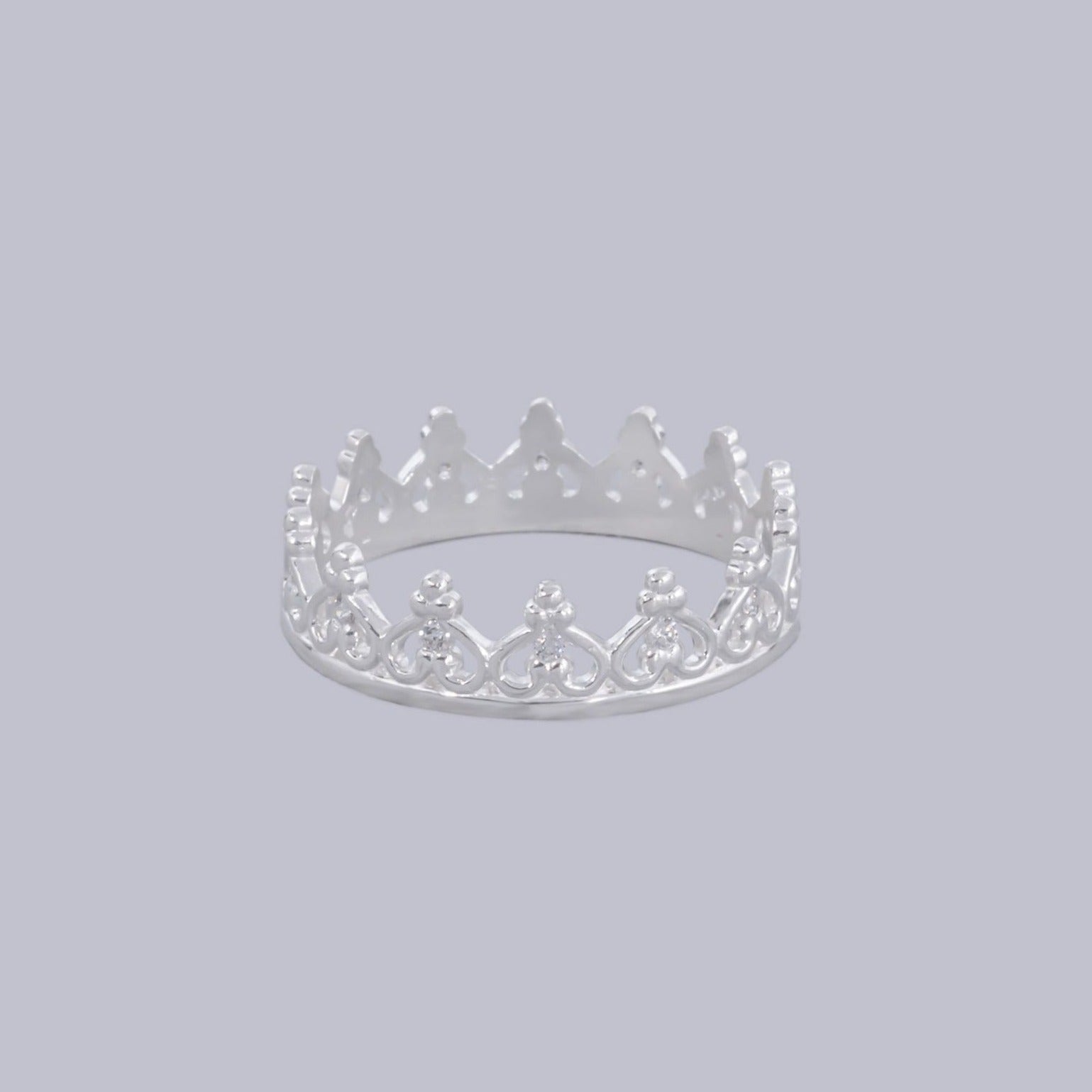 #AD120 - Anillo Corona Con Corazones Piedra Zirconia Plata - A13/2.2