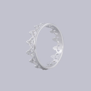 #AD120 - Anillo Corona Con Corazones Piedra Zirconia Plata - A13/2.2
