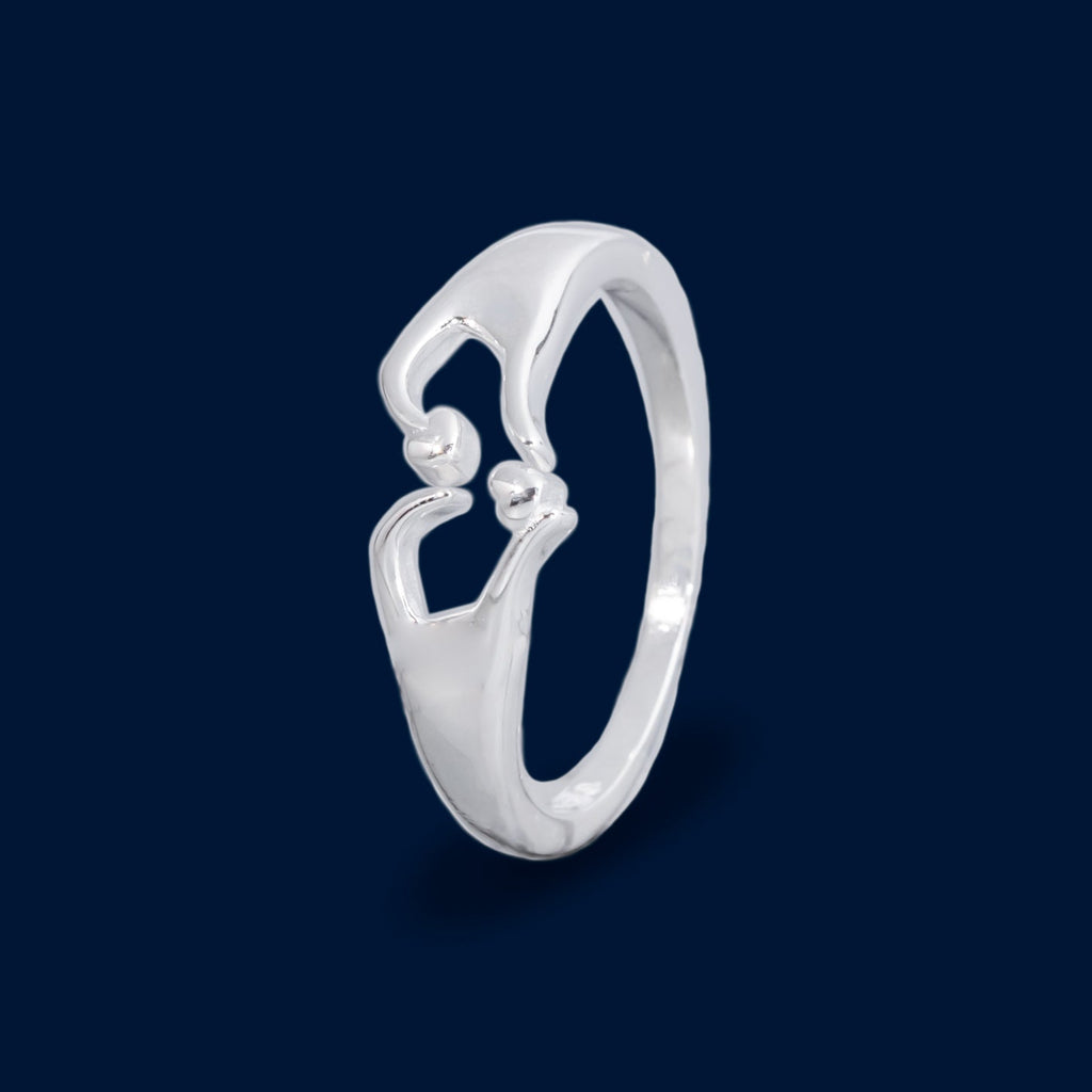 #AD188 - Anillo Ajustable Manos En Forma De Corazón Plata - B09/2.2