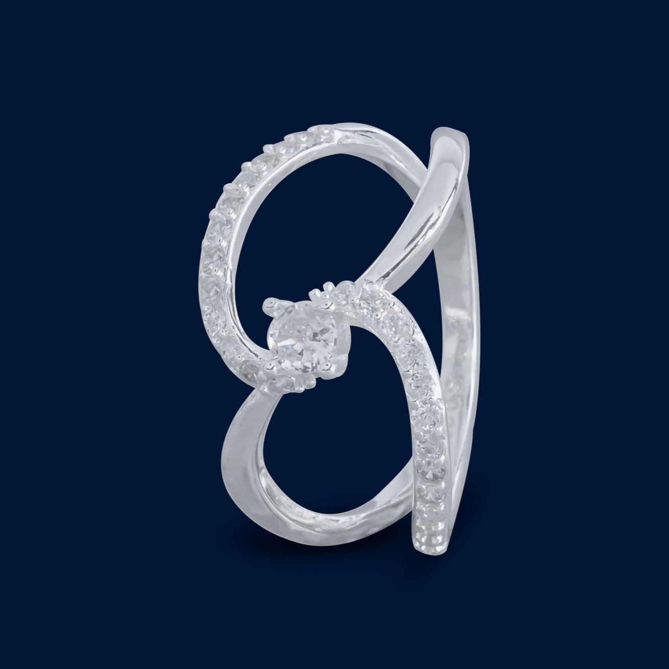#AD234 - Anillo Con Piedra Zirconia Plata - IP3.0