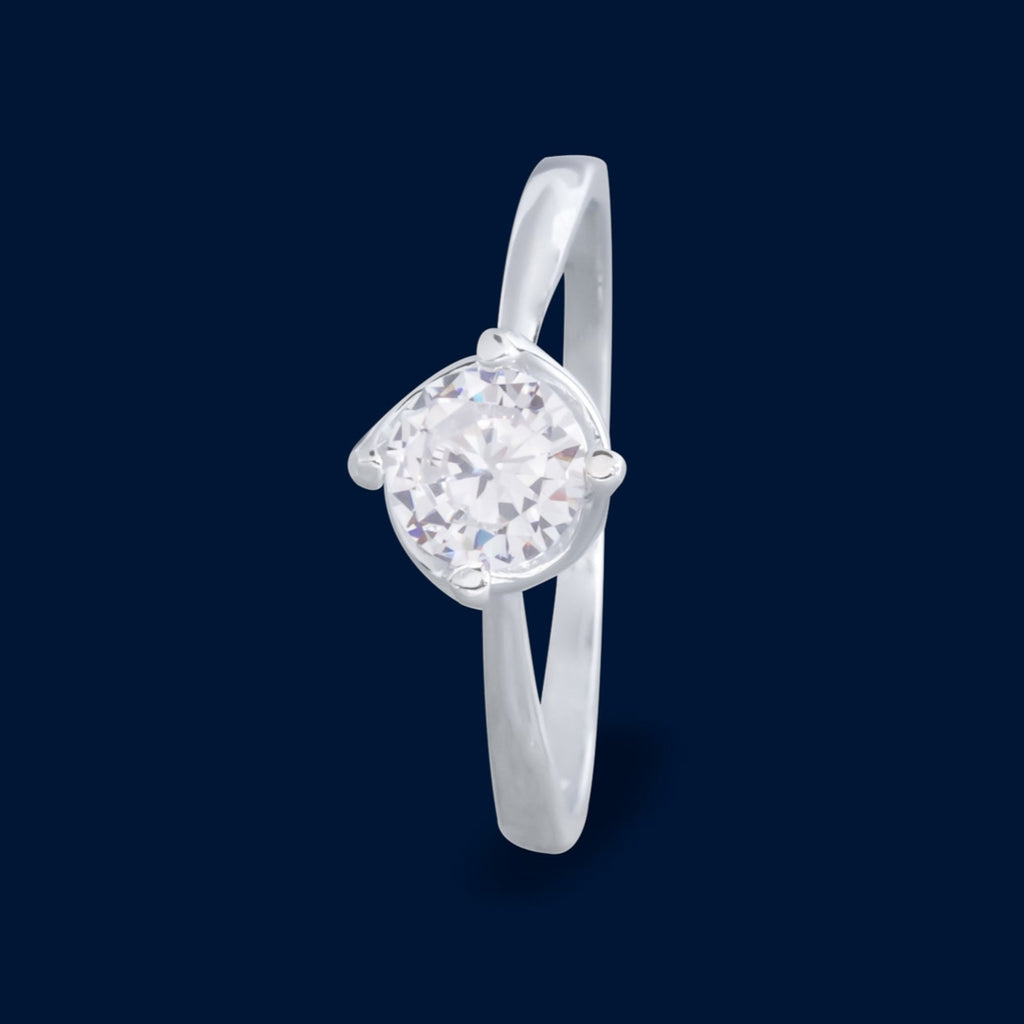 #AD238 - Anillo Solitario Piedra Zirconia Plata - IP2.7
