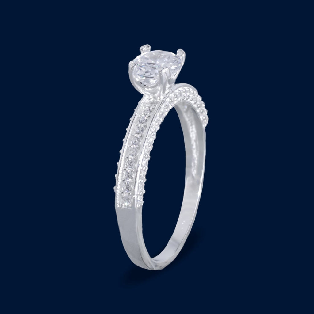 #AD316 - Anillo De Dama Solitario Con Zirconia Plata - F2.6