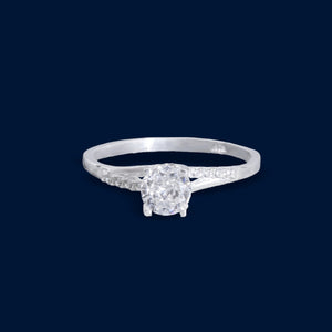 #AD349 - Anillo Solitario Con Piedra Central Con Zirconia Plata - F2.0