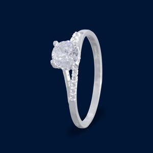 #AD349 - Anillo Solitario Con Piedra Central Con Zirconia Plata - F2.0
