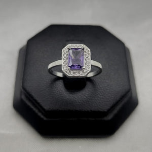 #AD358 - Anillo Solitario Piedra Zirconia Cuadrada Central Plata - B10/2.0