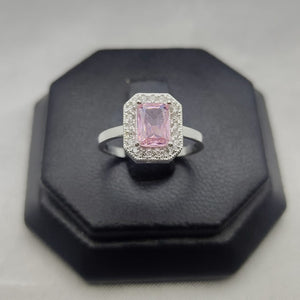 #AD358 - Anillo Solitario Piedra Zirconia Cuadrada Central Plata - B10/2.0