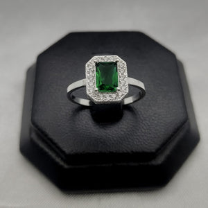 #AD358 - Anillo Solitario Piedra Zirconia Cuadrada Central Plata - B10/2.0