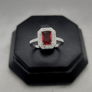 #AD358 - Anillo Solitario Piedra Zirconia Cuadrada Central Plata - B10/2.0