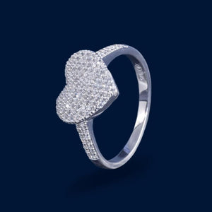 #AD398 - Anillo De Corazón Con Piedra Zirconia De Plata - MI3.0