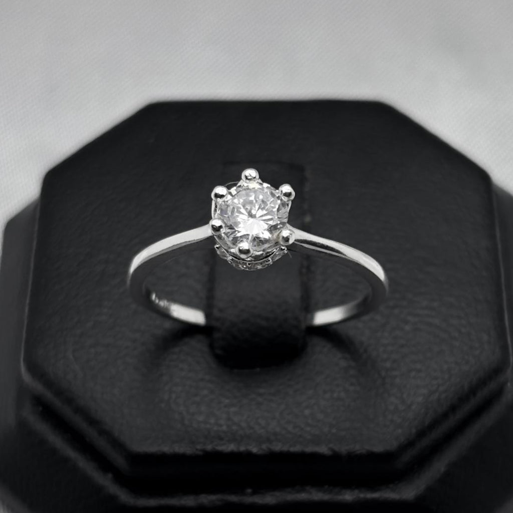 #AD415 - Anillo Solitario De Dama Con Piedra Zirconia Plata - 1.9