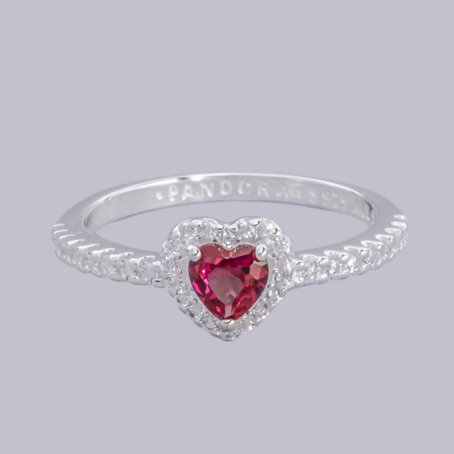 #AD418 - Anillo Solitario Corazón Piedra Zirconia Plata - B12/2.6