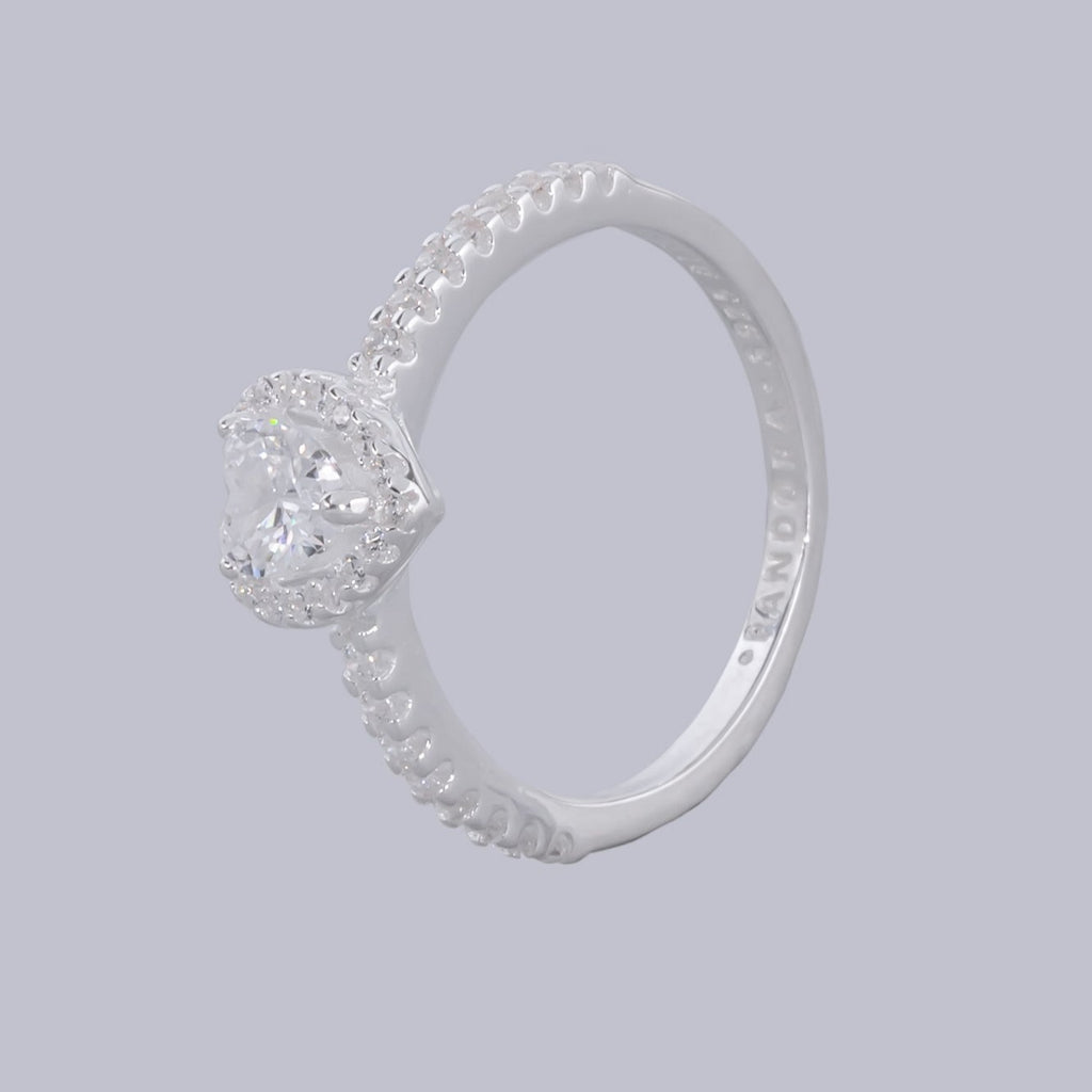 #AD418 - Anillo Solitario Corazón Piedra Zirconia Plata - B12/2.6