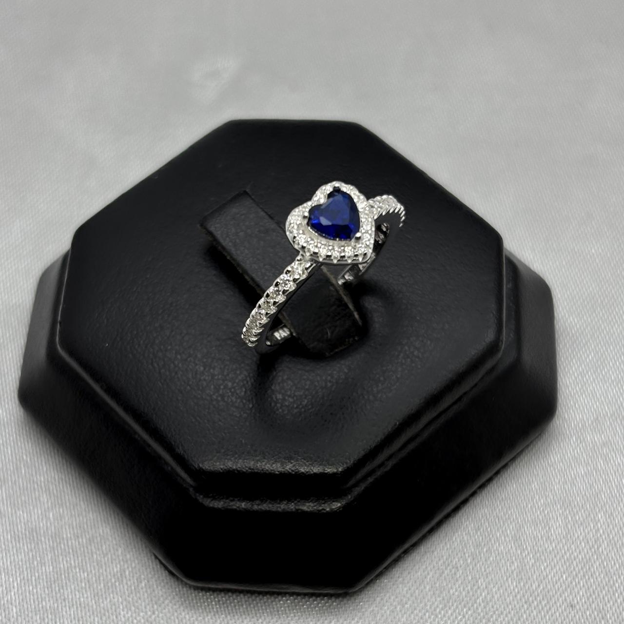 #AD418 - Anillo Solitario Corazón Piedra Zirconia Plata - B12/2.6