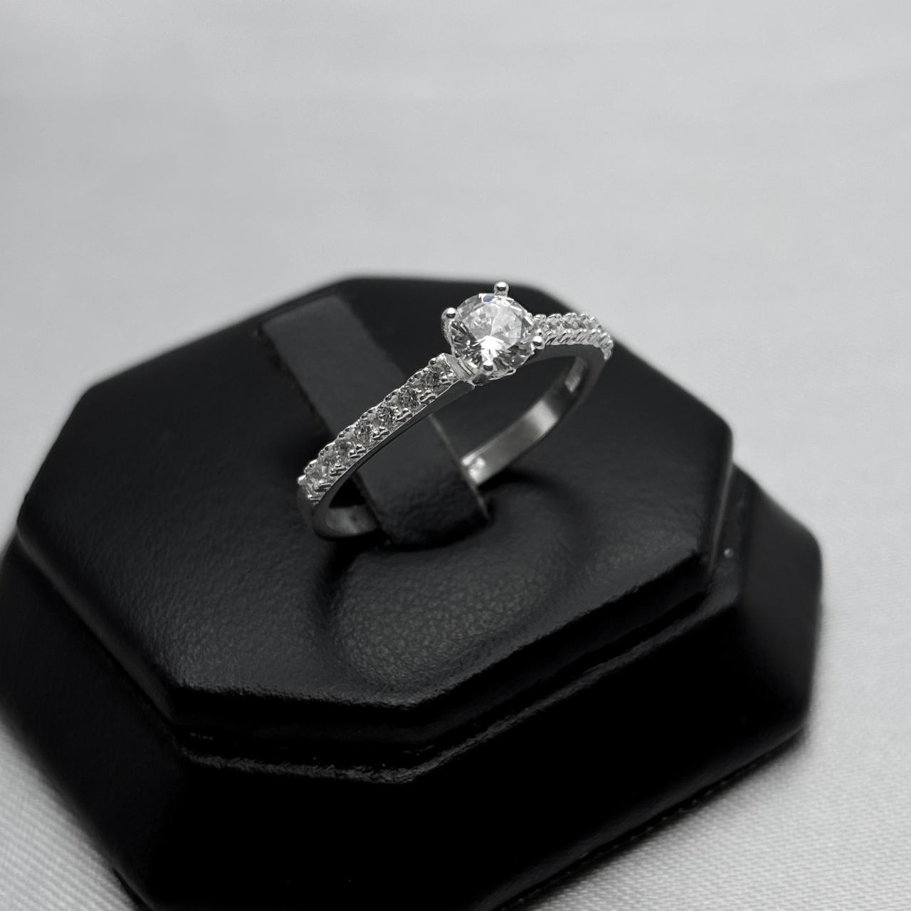 #AD425 - Anillo Solitario Piedra Zirconia Plata - F2.0
