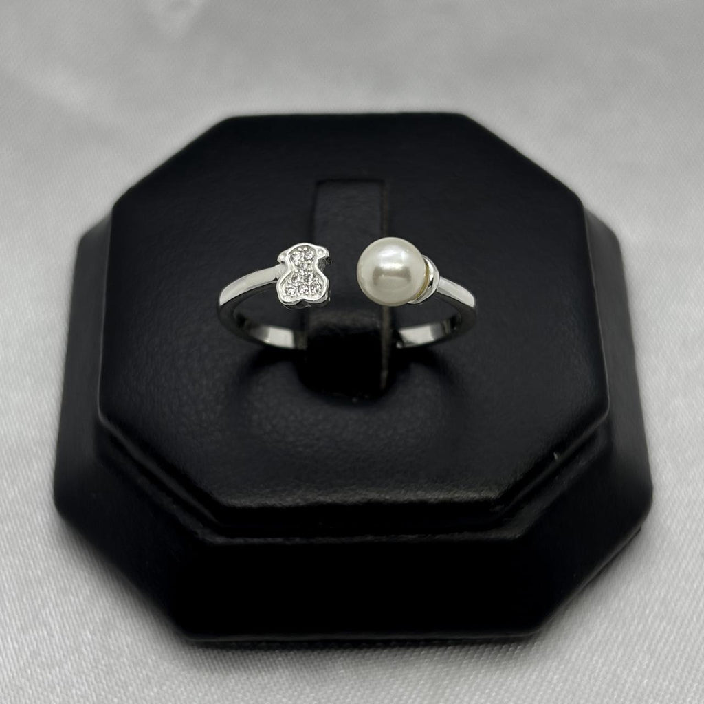 #AD429 - Anillo Ajustable Oso/Osito Tipo Tous Piedra Zirconia Plata - B12/1.6