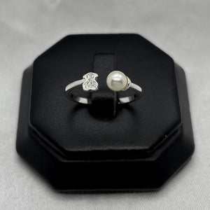 #AD429 - Anillo Ajustable Oso/Osito Tipo Tous Piedra Zirconia Plata - B12/1.6