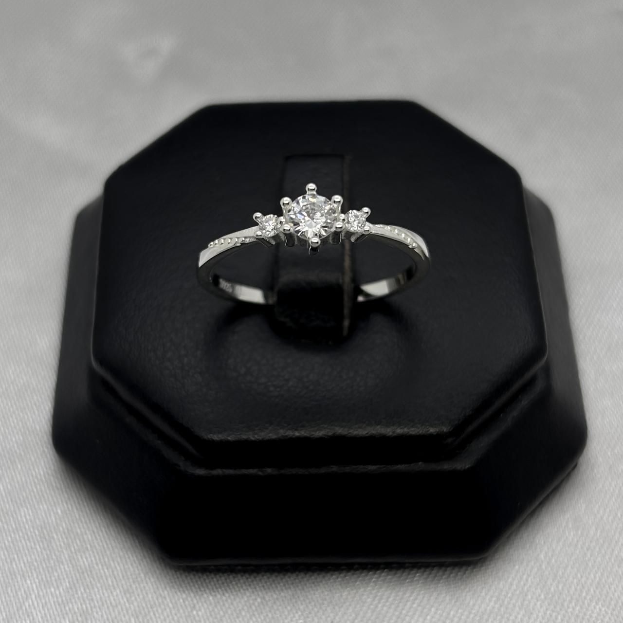 #AD431 - Anillo Solitario Piedra Zirconia Plata - B11/1.9