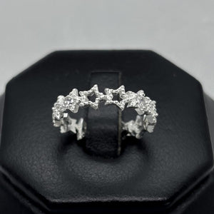 #AD444 - Anillo Churumbela Estrellas Piedra Zirconia Plata - B16/1.9
