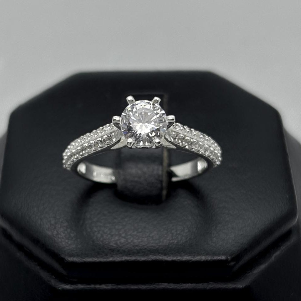 #AD445 - Anillo Solitario Piedra Zirconia Plata - A13/2.6