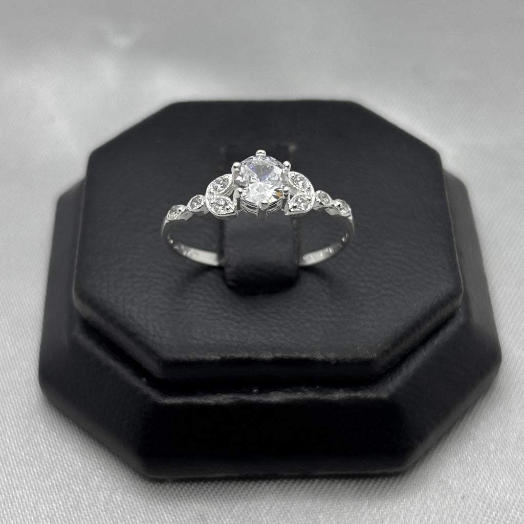 #AD457 - Anillo Solitario De Dama Con Bellas Zirconias Plata - B09/1.5