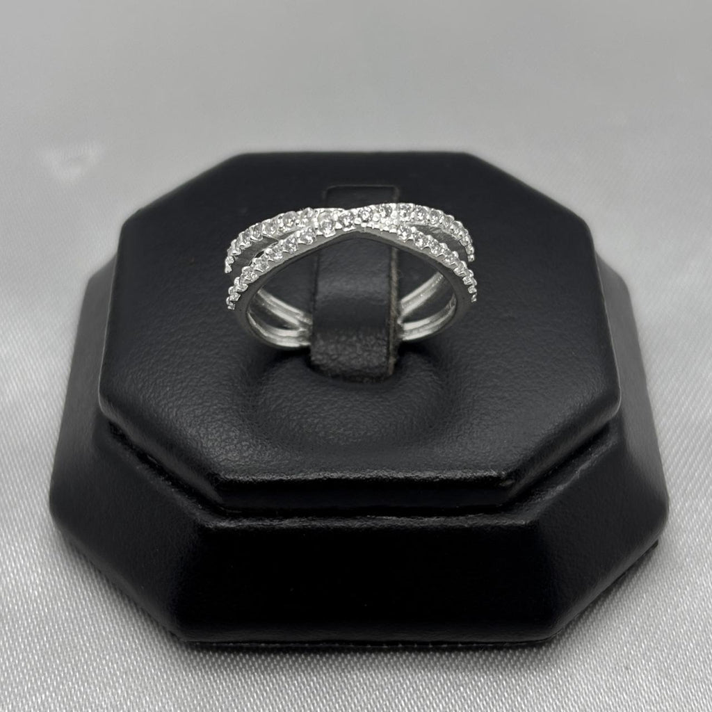 #AD458 - Anillo De Dama X Con Zirconia Plata - B09/2.3