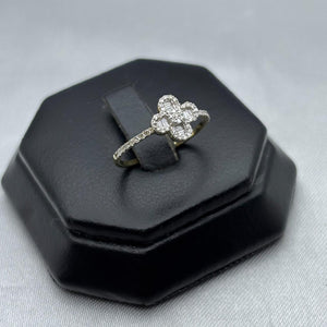 #ADX10101 - Anillo Trébol Tipo Van Cleef Con Diamante Natural Oro 10K - MX275