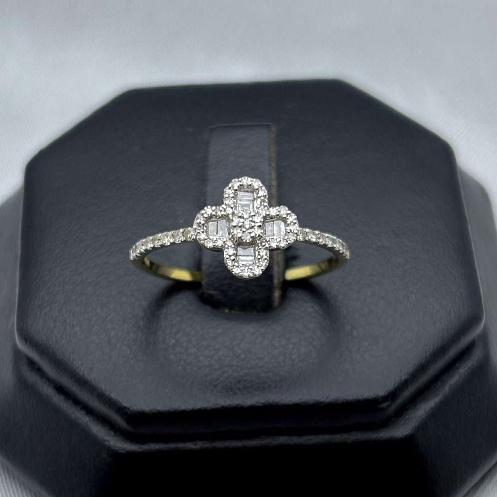 #ADX10101 - Anillo Trébol Tipo Van Cleef Con Diamante Natural Oro 10K - MX275
