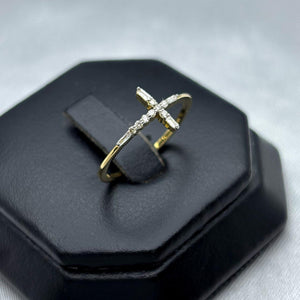 #ADX10105 - Anillo Cruz Con Diamante Natural Oro 10K - LX275