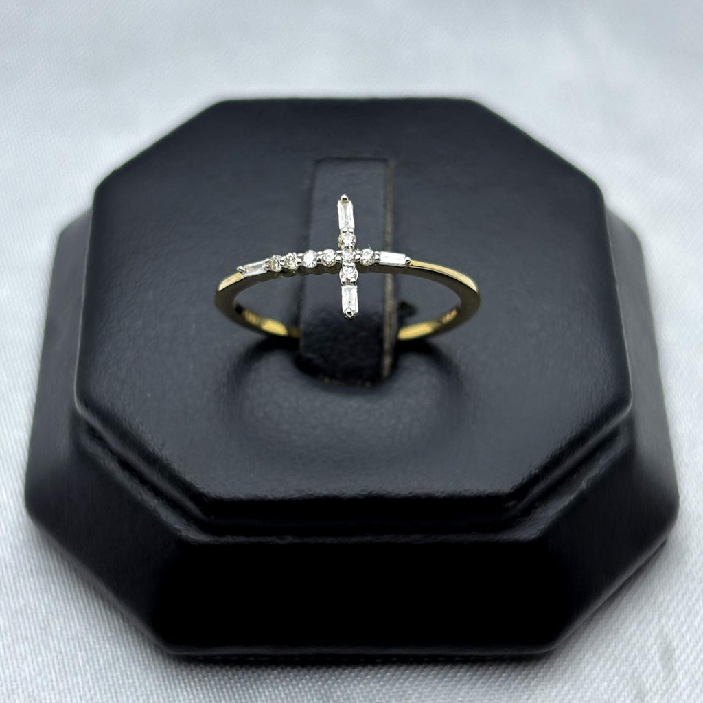 #ADX10105 - Anillo Cruz Con Diamante Natural Oro 10K - LX275