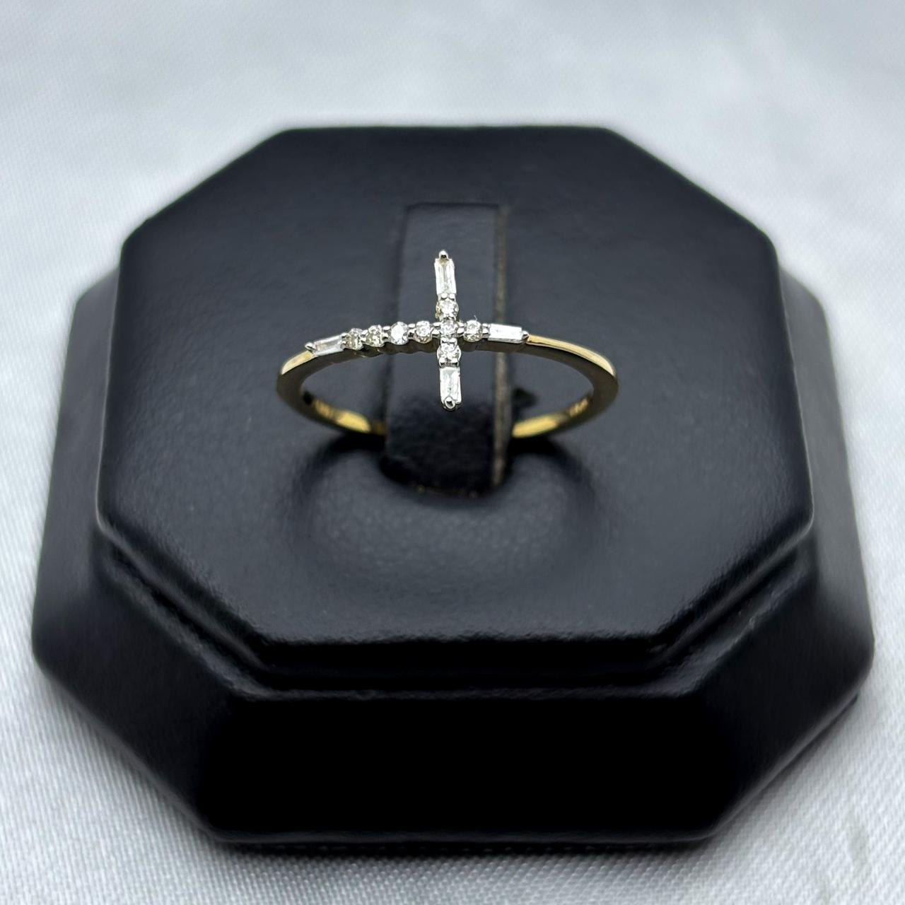 #ADX10105 - Anillo Cruz Con Diamante Natural Oro 10K - LX275