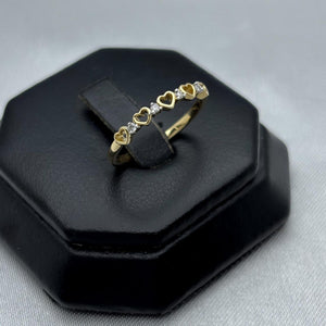 #ADX10108 - Anillo Media Churumbela Corazones Con Diamante Natural Oro 10K - LX255