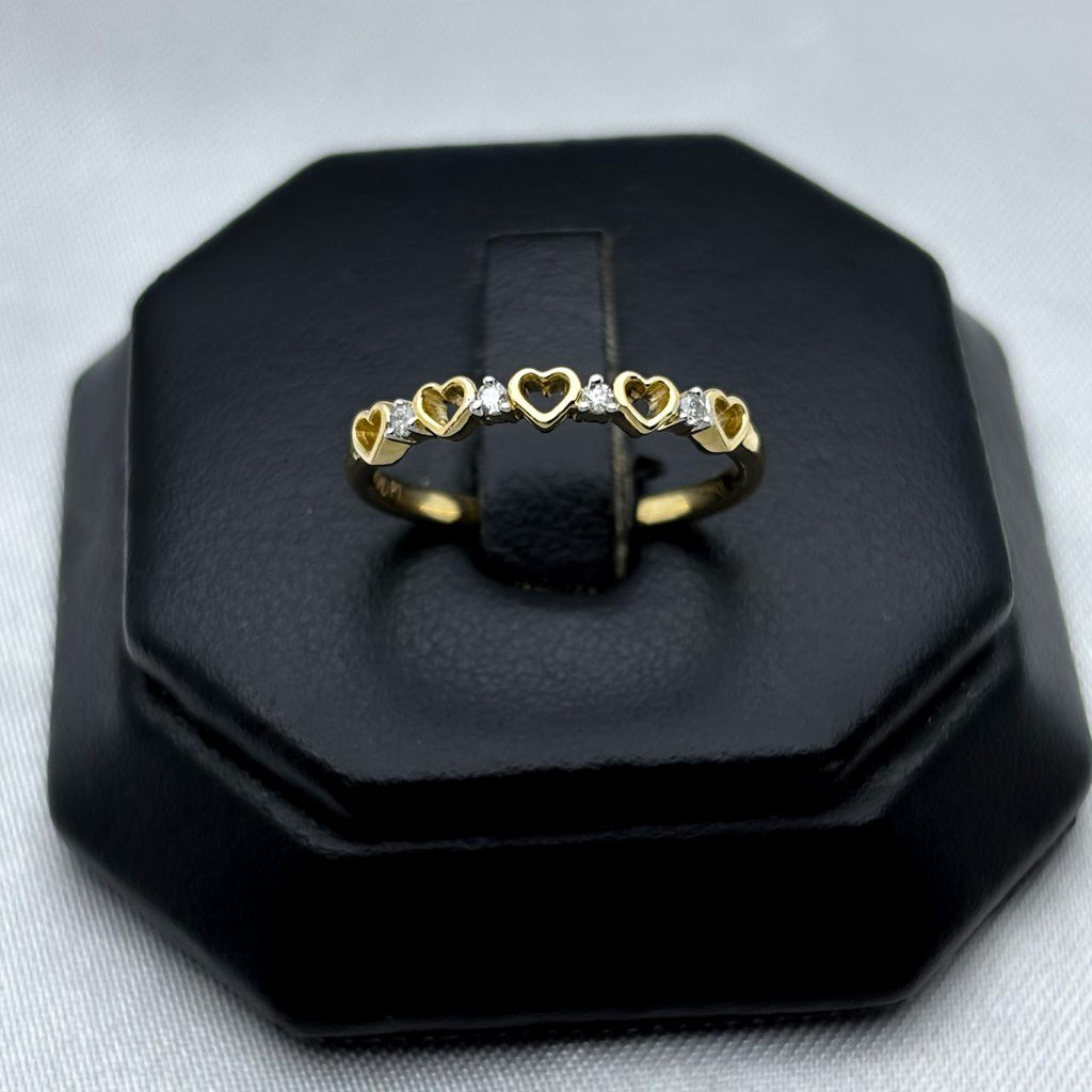 #ADX10108 - Anillo Media Churumbela Corazones Con Diamante Natural Oro 10K - LX255