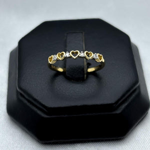 #ADX10108 - Anillo Media Churumbela Corazones Con Diamante Natural Oro 10K - LX255