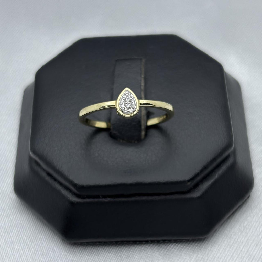 #ADX10109 - Anillo Con Diamante Natural En Gota/Pera Oro 10K - LX255