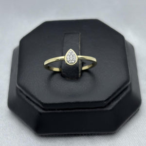 #ADX10109 - Anillo Con Diamante Natural En Gota/Pera Oro 10K - LX255