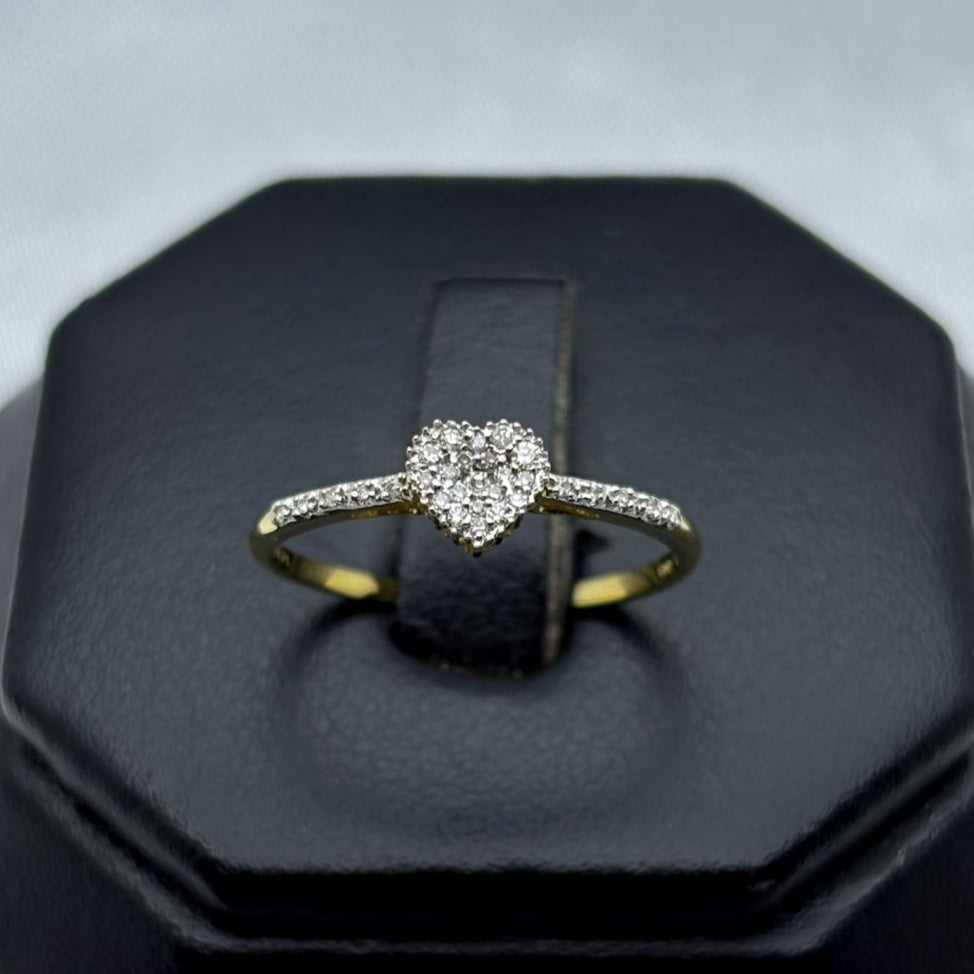 #ADX10111 - Anillo Corazón Con Diamante Natural Oro 10K - MX235