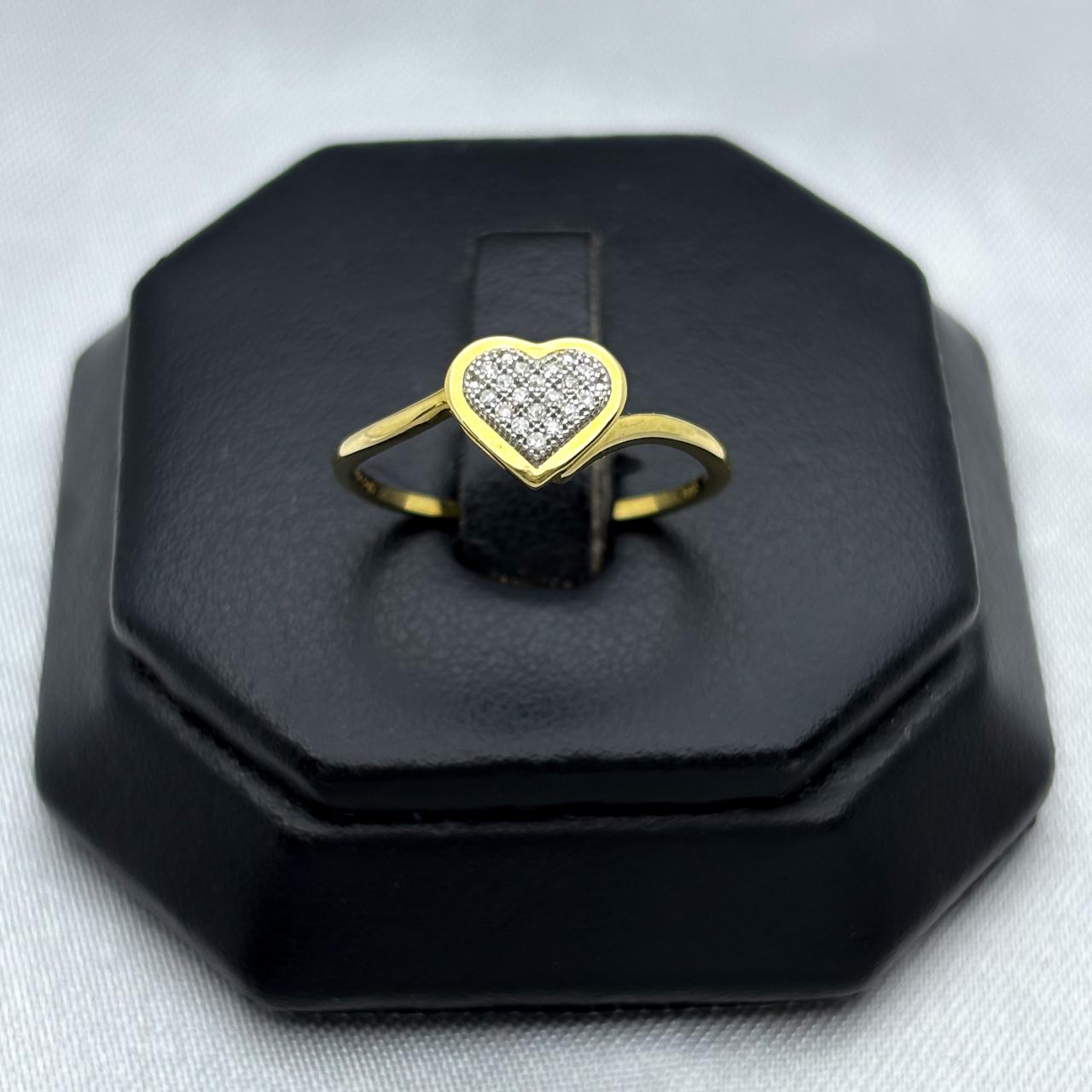 #ADX10112 - Anillo Corazón Con Diamante Natural Oro 10K - LX235