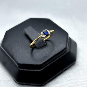 #ADX14102 - Anillo Con Diamante Natural Y Zafiro Oval Oro 14K - TX275