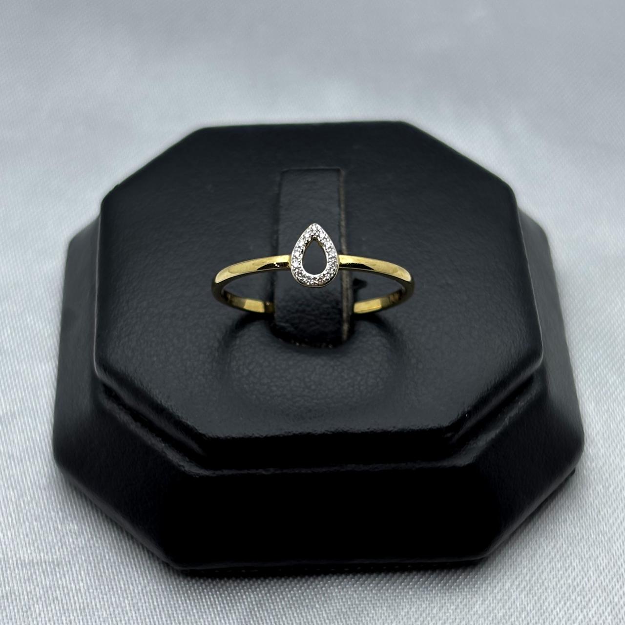 #ADX14106 - Anillo En Gota/Pera Con Diamante Natural Oro 14K - SX235