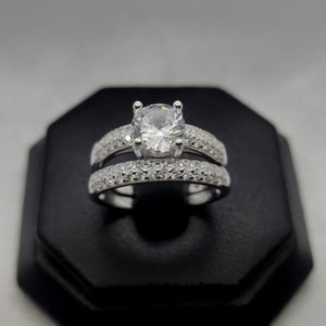 #AL150 - Alianza Doble Zirconia Central Circular Y Media Churumbela Plata - PU5.2
