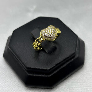 #AOL146 - Anillo Ajustable Corazón Con Zirconia Oro Laminado 18K