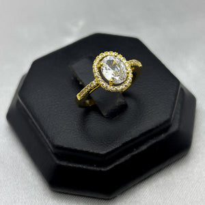 #AOL148 - Anillo Ajustable Con Zirconia Oro Laminado 18K